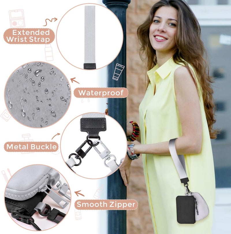 JEEBURYEE Dual Pouch Wristlet Keychain Wallets for Women with 2 Detachable Zipper Coin Purse - Small and Portable Mini Card Wallet for Women Men Black+Grey - Image 4